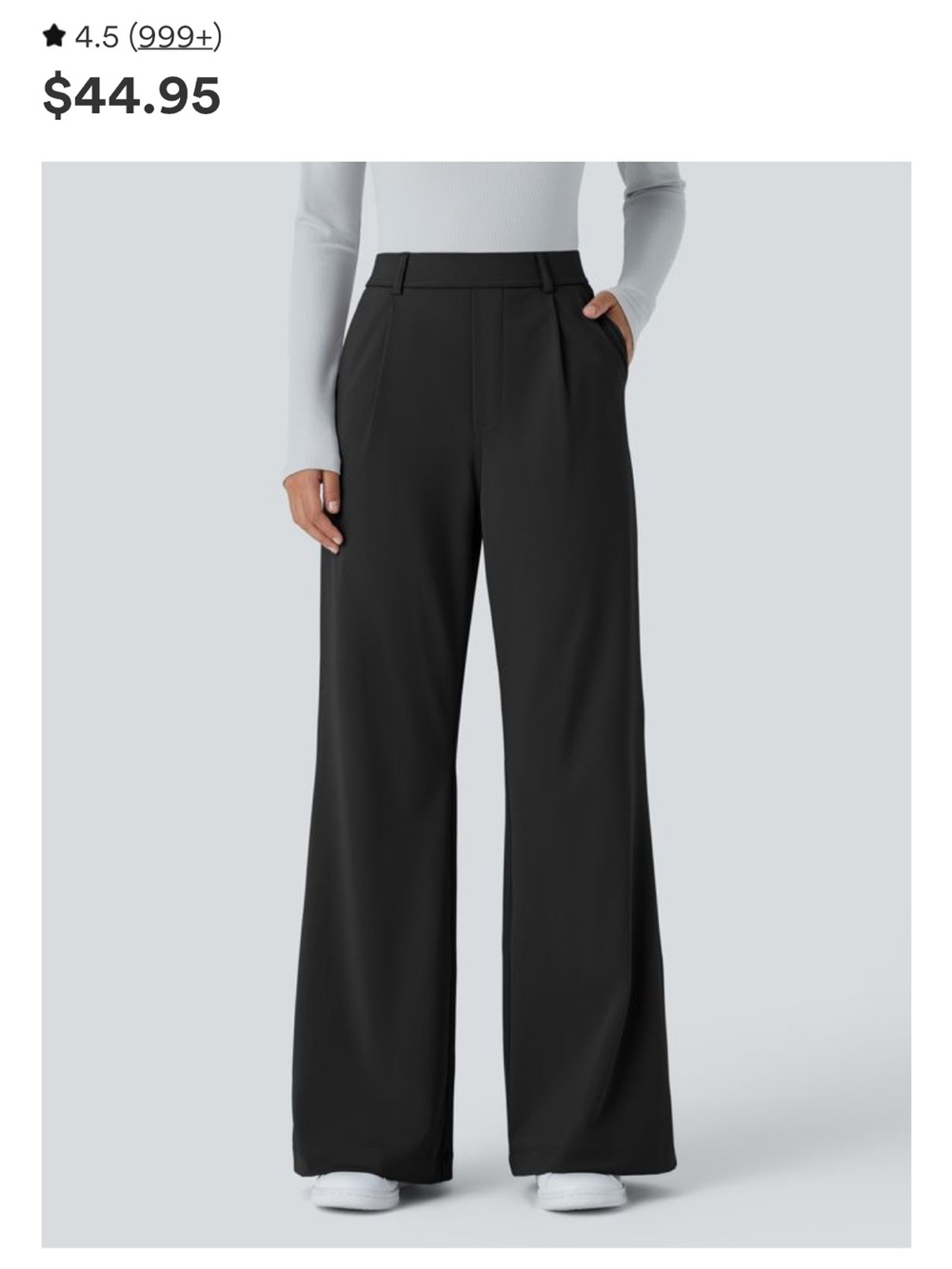 HALARA Black Wide-Leg High-Rise Trousers. Medium extra tall